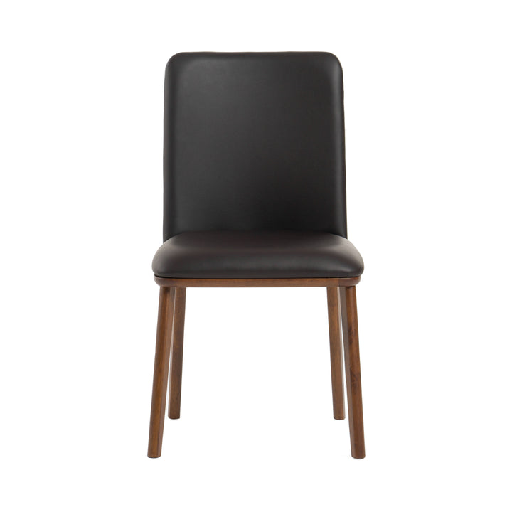 Utah - Modern Walnut and Brown Eco-Leather Dining Chair- Set of 2