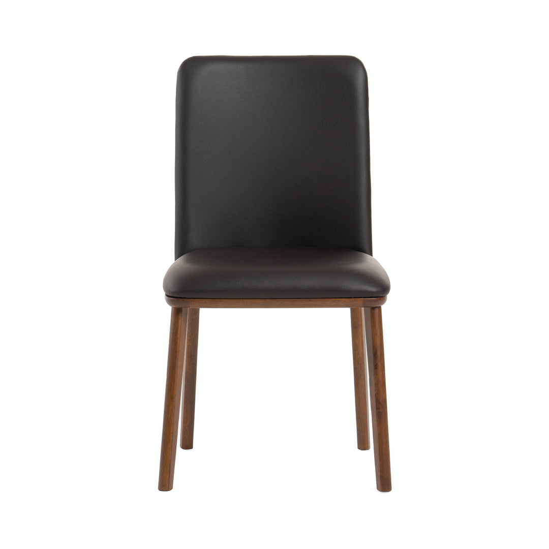 Utah - Modern Walnut and Brown Eco-Leather Dining Chair- Set of 2