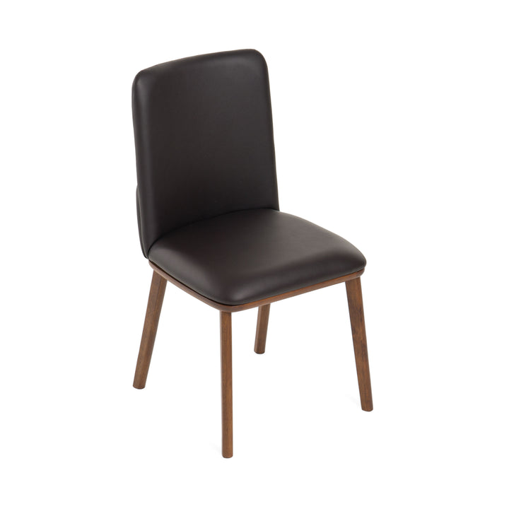 Utah - Modern Walnut and Brown Eco-Leather Dining Chair- Set of 2