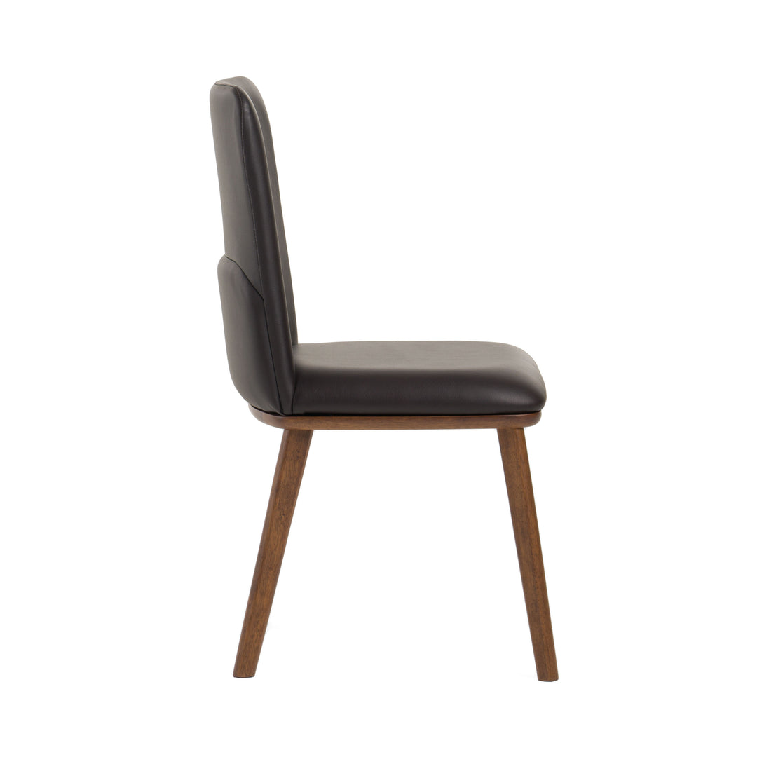 Utah - Modern Walnut and Brown Eco-Leather Dining Chair- Set of 2