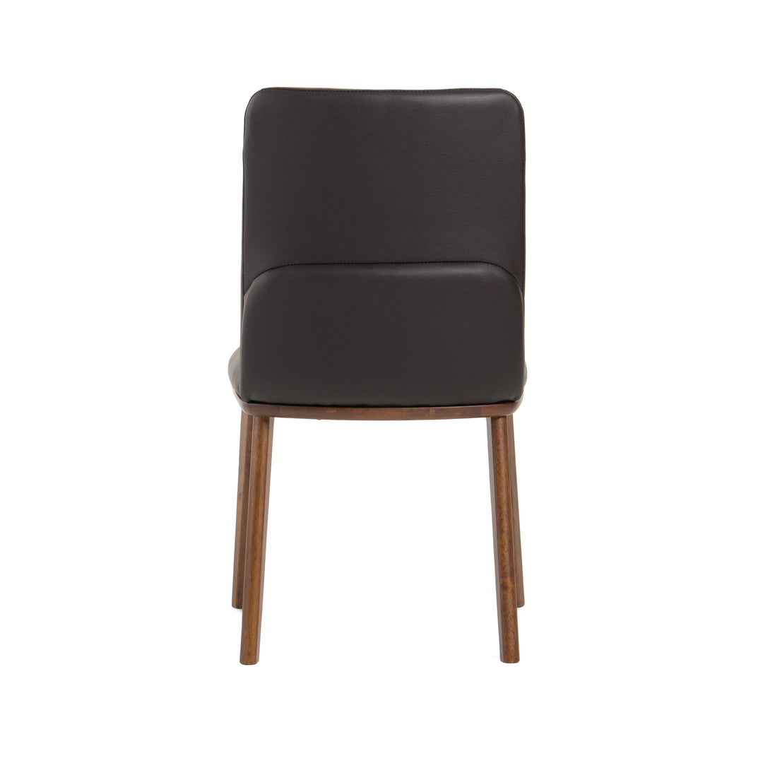 Utah - Modern Walnut and Brown Eco-Leather Dining Chair- Set of 2