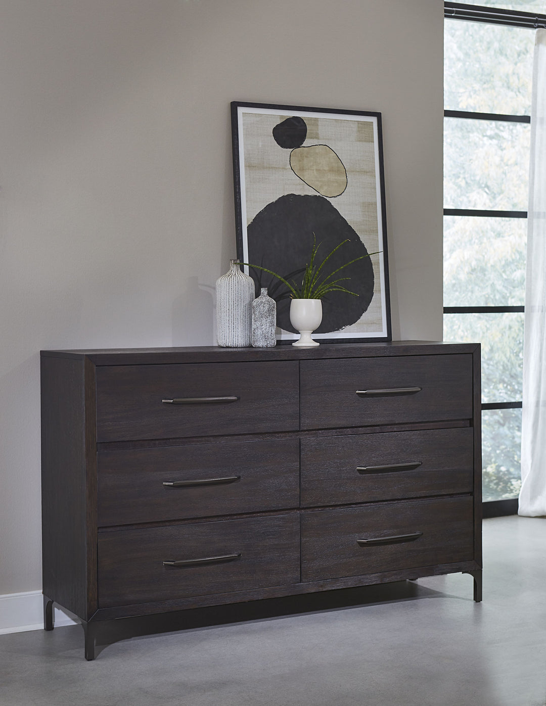 Modus Furniture 5Nl282A Lucerne Six Drawer Metal Leg Dresser In Vintage Coffee 2024