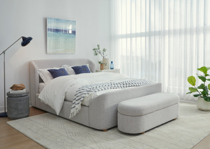 Modus Furniture Mqnbh4 Kiki Upholstered Platform Bed In Cotton Ball Boucle