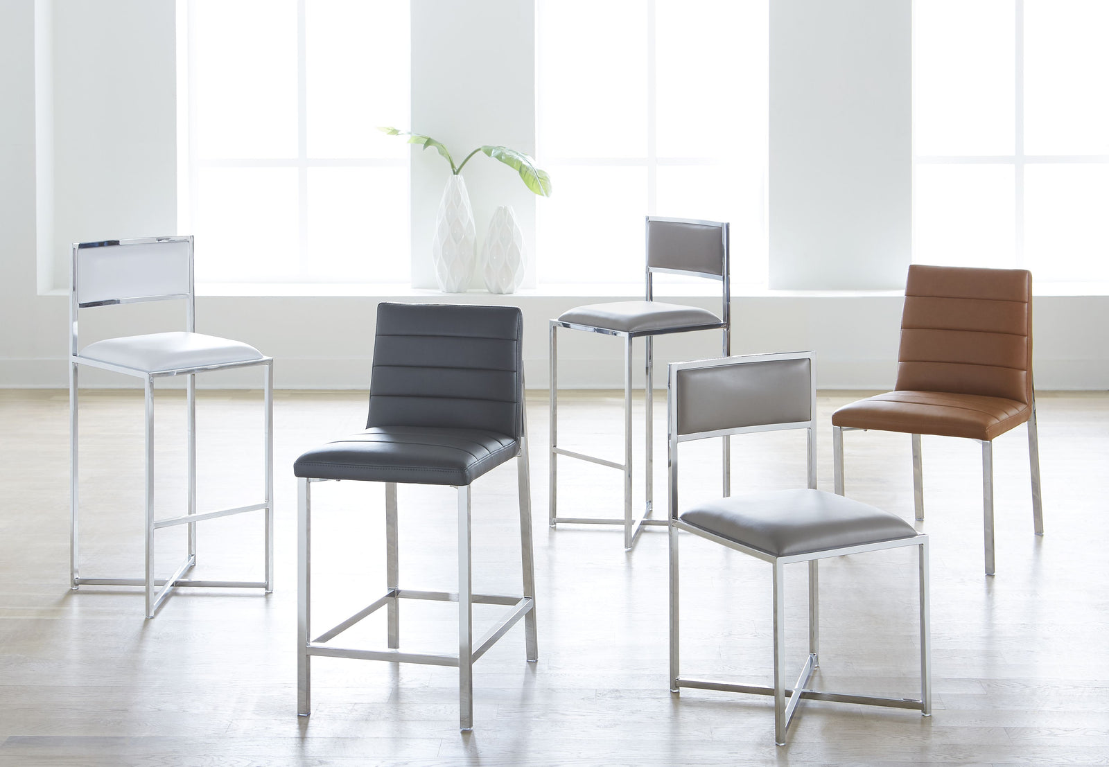 Modus Furniture Amalfi X-Base Bar Stool in Taupe Leather