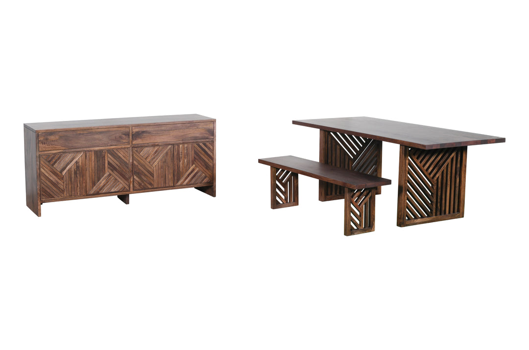 Modus Furniture Pgrr60 Fevano Solid Wood Rectangular Dining Table In Smoked Brown