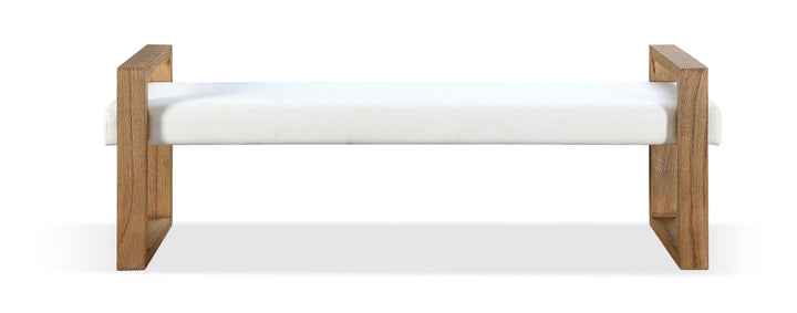 Modus Furniture Jvlh71 One Modern Coastal Sled Leg Upholstered Dining Bench In White Pearl And Bisque