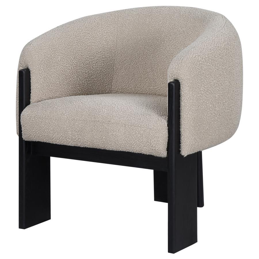 Valdez - Boucle Upholstered Barrel Back Accent Chair - Beige Accent Chair modern furniture Contempo Furniture