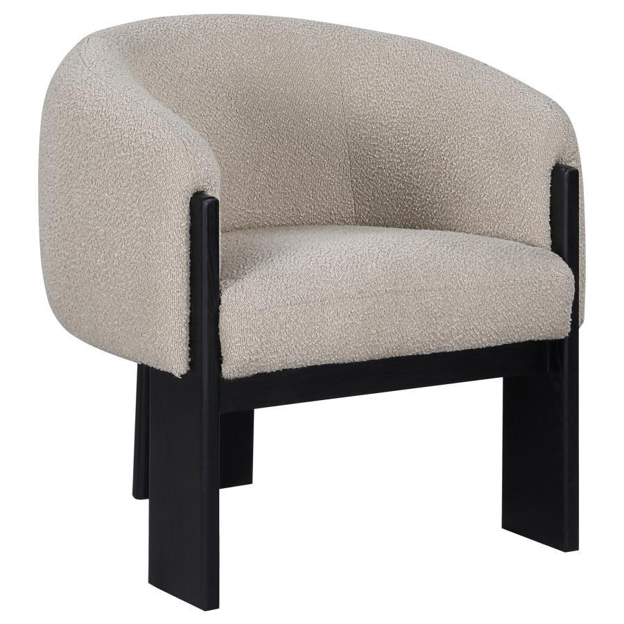 Valdez - Boucle Upholstered Barrel Back Accent Chair - Beige Accent Chair modern furniture Contempo Furniture