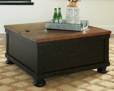 Valebeck Coffee Table with Lift Top - Dark Brown Cocktail Table modern furniture Contempo Furniture