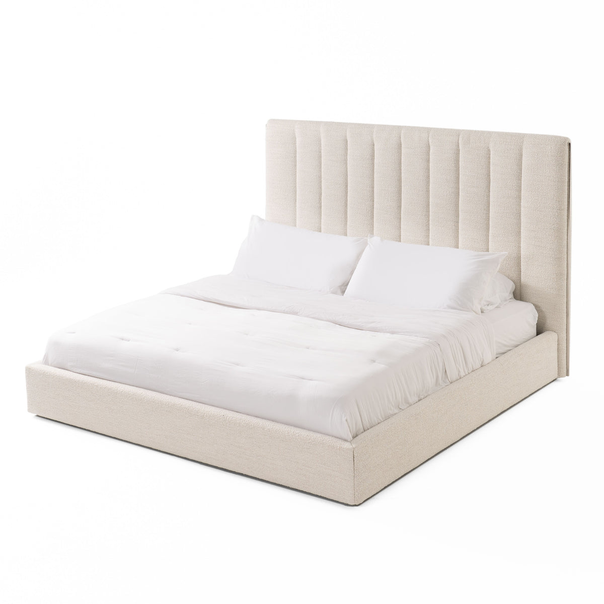 Valhalla - Contemporary White Fabric Bed - View 2