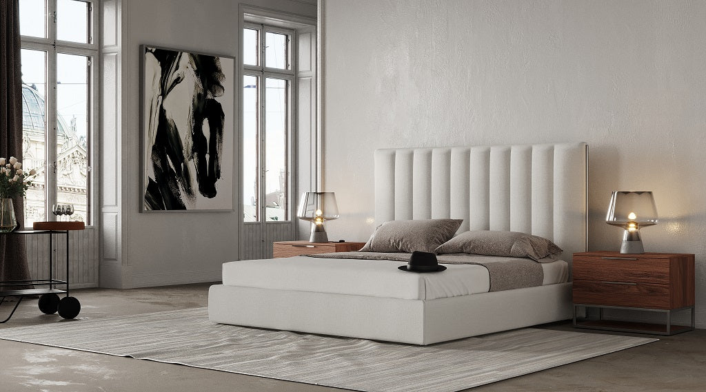 Valhalla - Contemporary White Fabric EK Bed