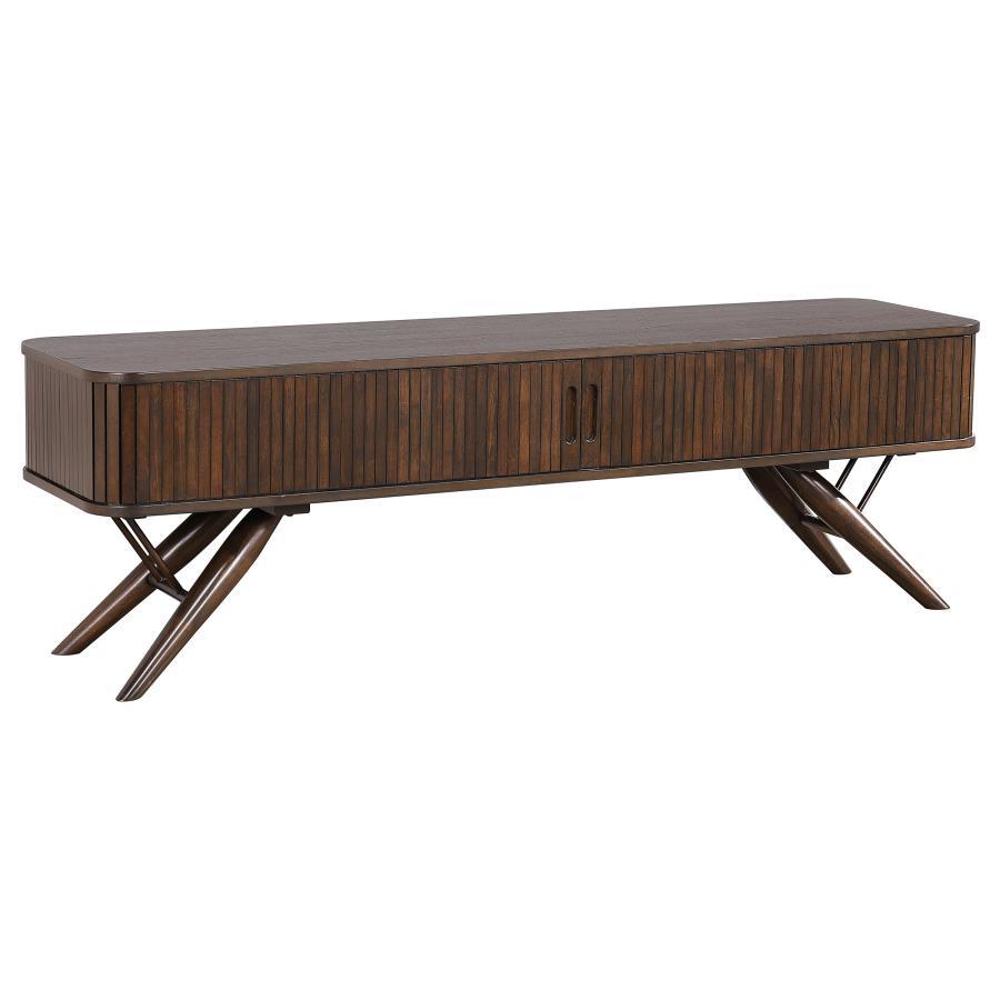 Valna - Wood TV Stand With Sliding Doors - Walnut TV Stand modern furniture Contempo Furniture