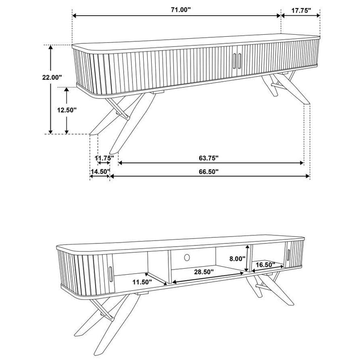 Valna - Wood TV Stand With Sliding Doors - Walnut TV Stand modern furniture Contempo Furniture