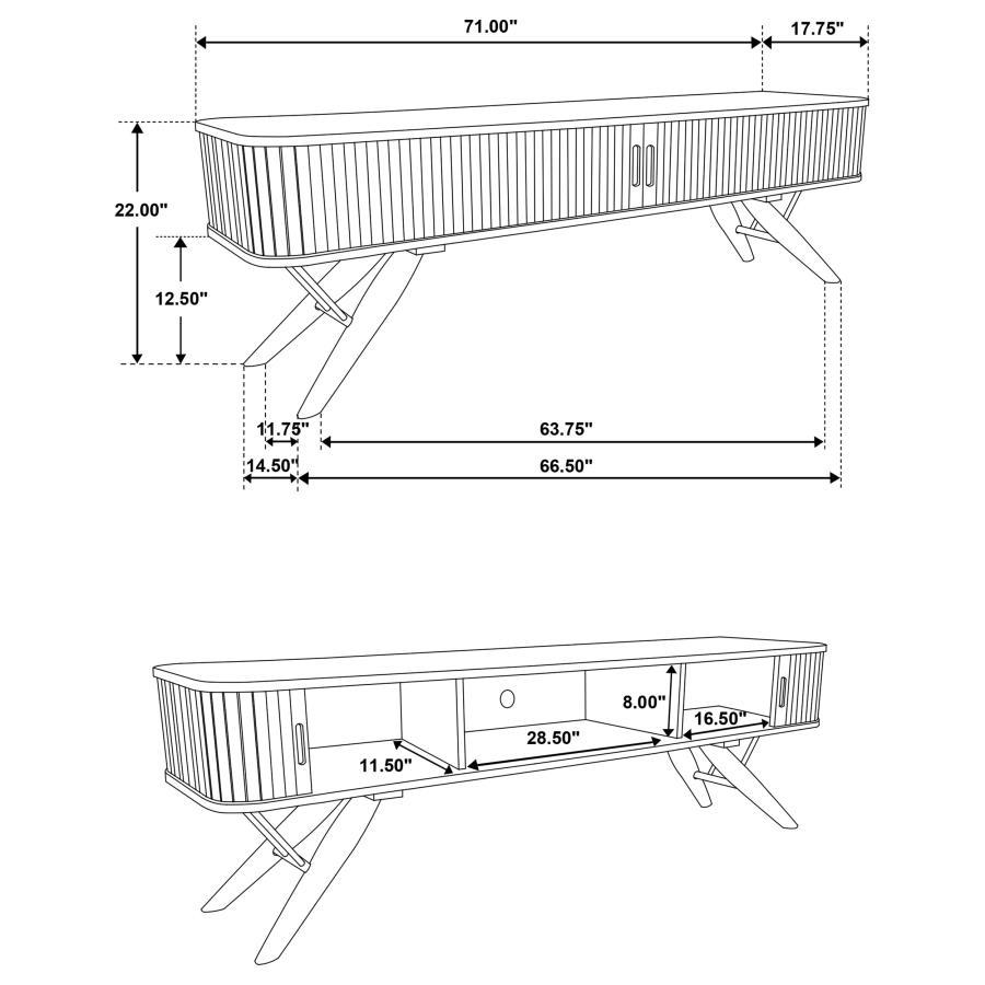 Valna - Wood TV Stand With Sliding Doors - Walnut TV Stand modern furniture Contempo Furniture