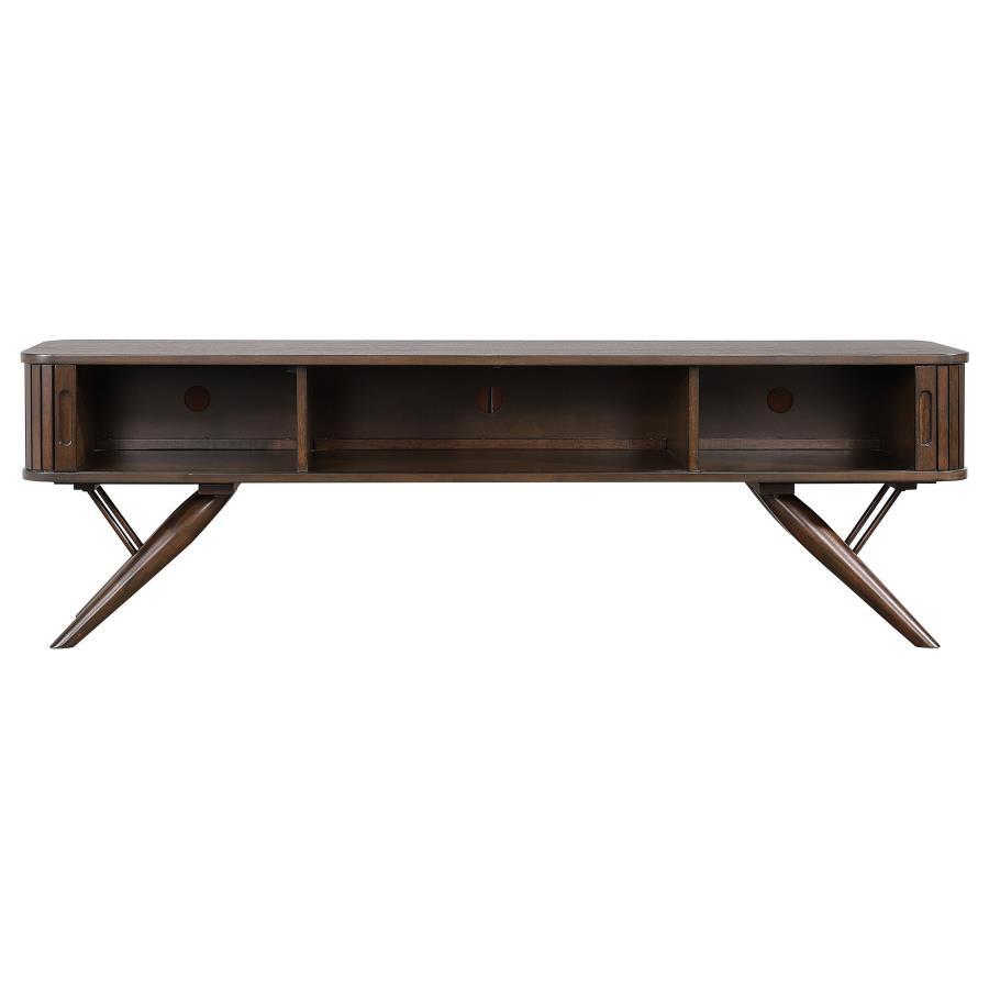 Valna - Wood TV Stand With Sliding Doors - Walnut TV Stand modern furniture Contempo Furniture