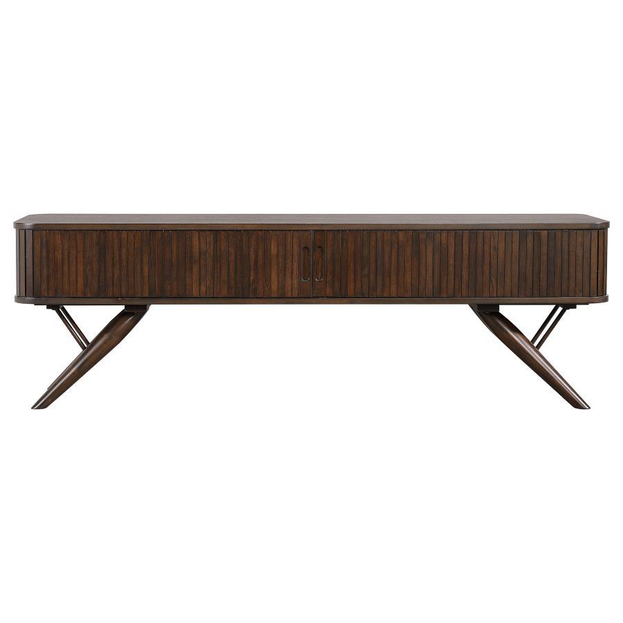 Valna - Wood TV Stand With Sliding Doors - Walnut TV Stand modern furniture Contempo Furniture