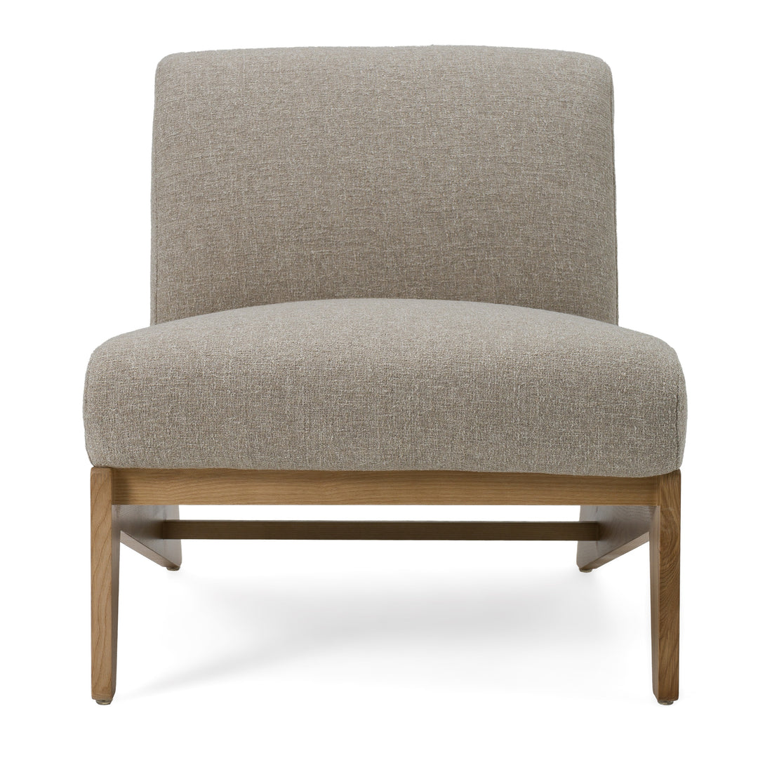 Vance  Modern Sand Fabric + Wood Accent Chair