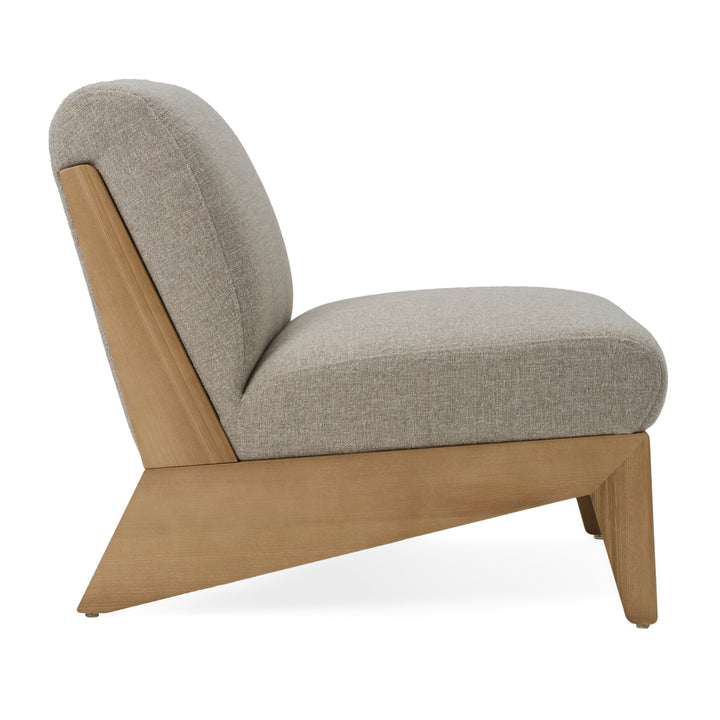 Vance - Modern Sand Fabric  Wood Accent Chair