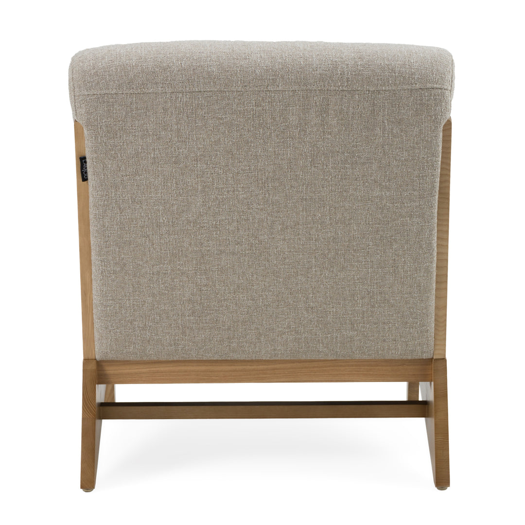 Vance  Modern Sand Fabric + Wood Accent Chair