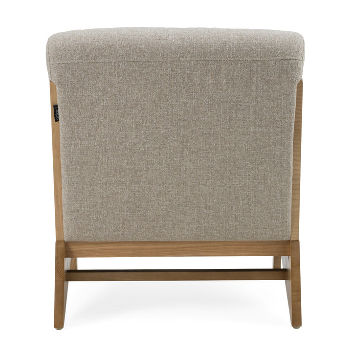 Vance  Modern Sand Fabric + Wood Accent Chair