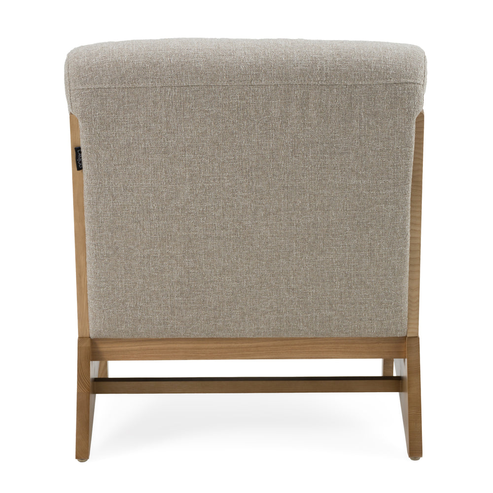 Vance - Modern Sand Fabric + Wood Accent Chair - View 4