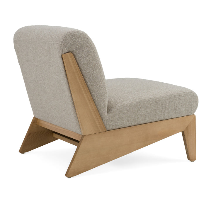 Vance  Modern Sand Fabric + Wood Accent Chair