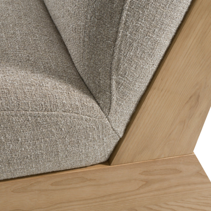 Vance  Modern Sand Fabric + Wood Accent Chair