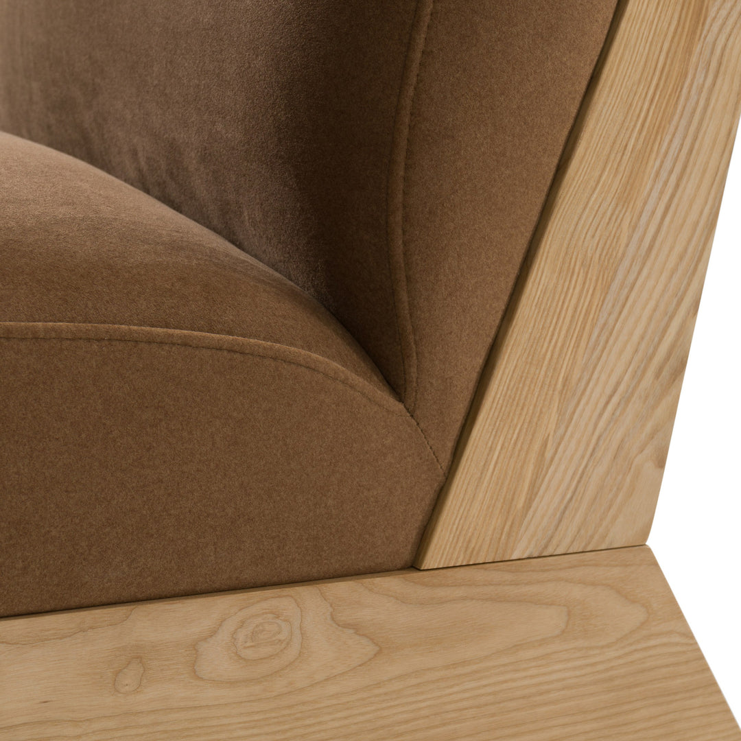 Vance - Modern Brown Fabric + Wood Accent Chair