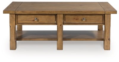 Vandenmore Coffee Table - Light Brown Cocktail Table modern furniture Contempo Furniture