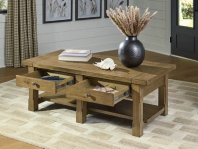 Vandenmore Coffee Table - Light Brown Cocktail Table modern furniture Contempo Furniture