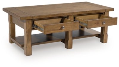 Vandenmore Coffee Table - Light Brown Cocktail Table modern furniture Contempo Furniture