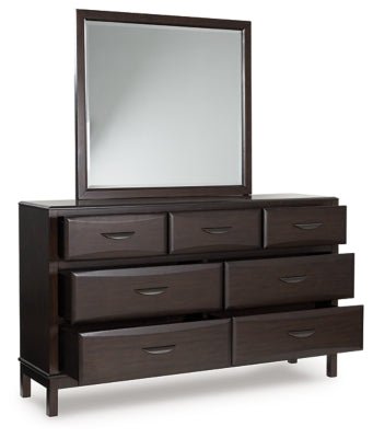 Vanmore Dresser and Mirror - Dark Brown Dresser &amp; Mirror modern furniture Contempo Furniture