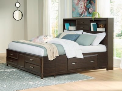 Vanmore King Storage Bed - Dark Brown Storage Bed modern furniture Contempo Furniture