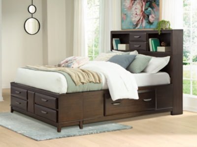 Vanmore Queen Storage Bed - Dark Brown Storage Bed modern furniture Contempo Furniture