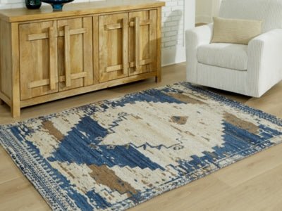 Varnler 5' x 7' Rug - Blue Area Rug modern furniture Contempo Furniture