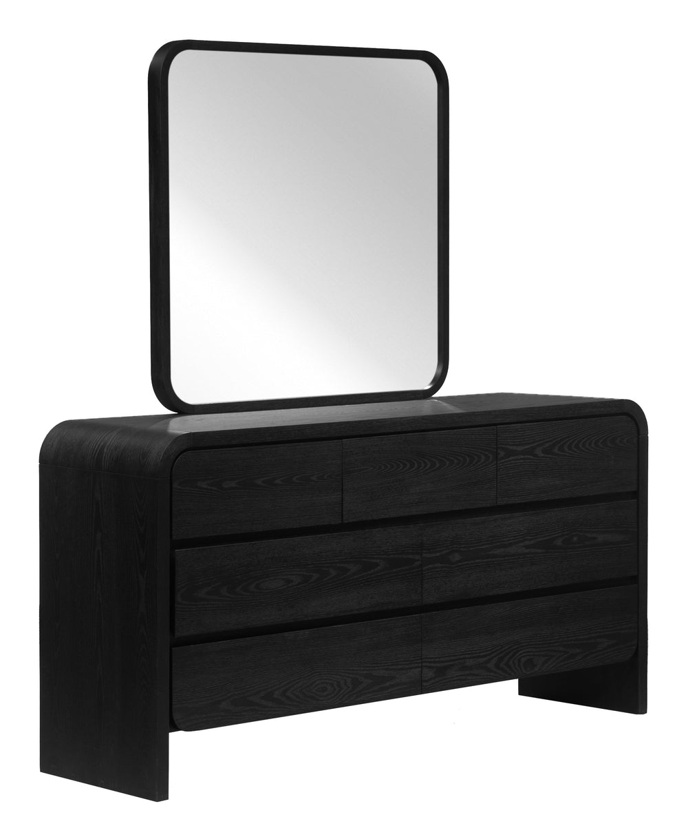 Modus Furniture Prks83 Elora Beveled Glass Mirror In Jet Black Ash