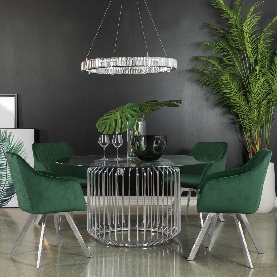 Veena - Round Metal Dining Table Base - Chrome Table Base modern furniture Contempo Furniture