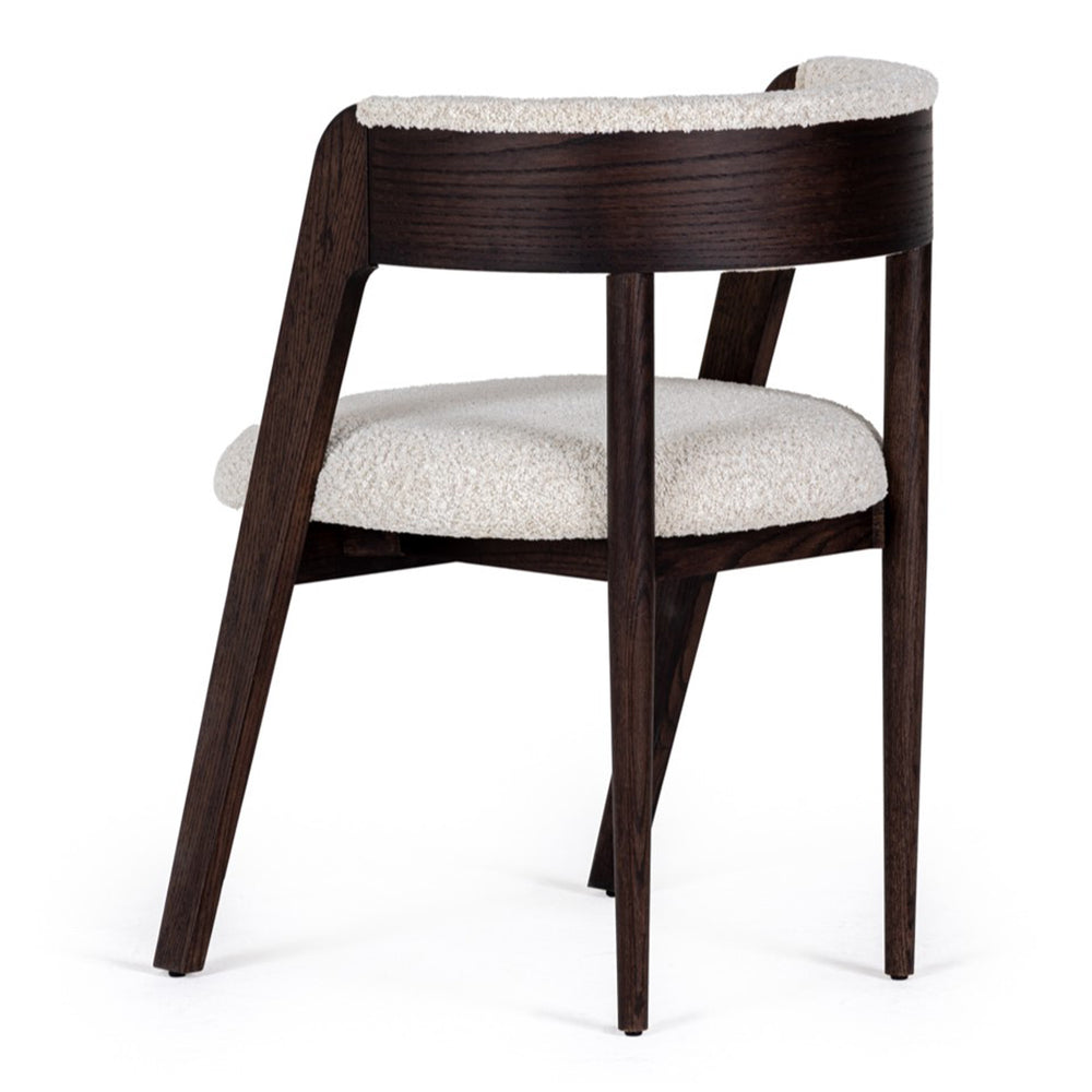 Vegas - Modern Cream Fabric + Walnut Oak Dining Chair (Set of 2) - View 6