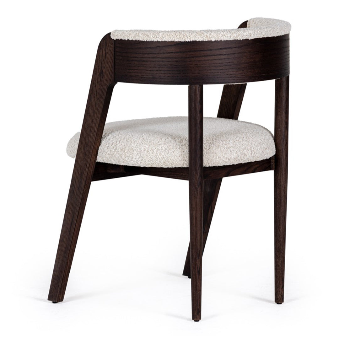 Vegas - Modern Cream Fabric + Walnut Oak Dining Chair (Set of 2)