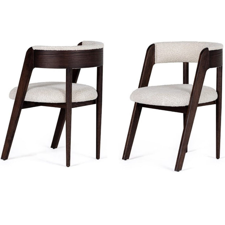 Vegas  Modern Cream Fabric + Walnut Oak Dining Chair (Set of 2)