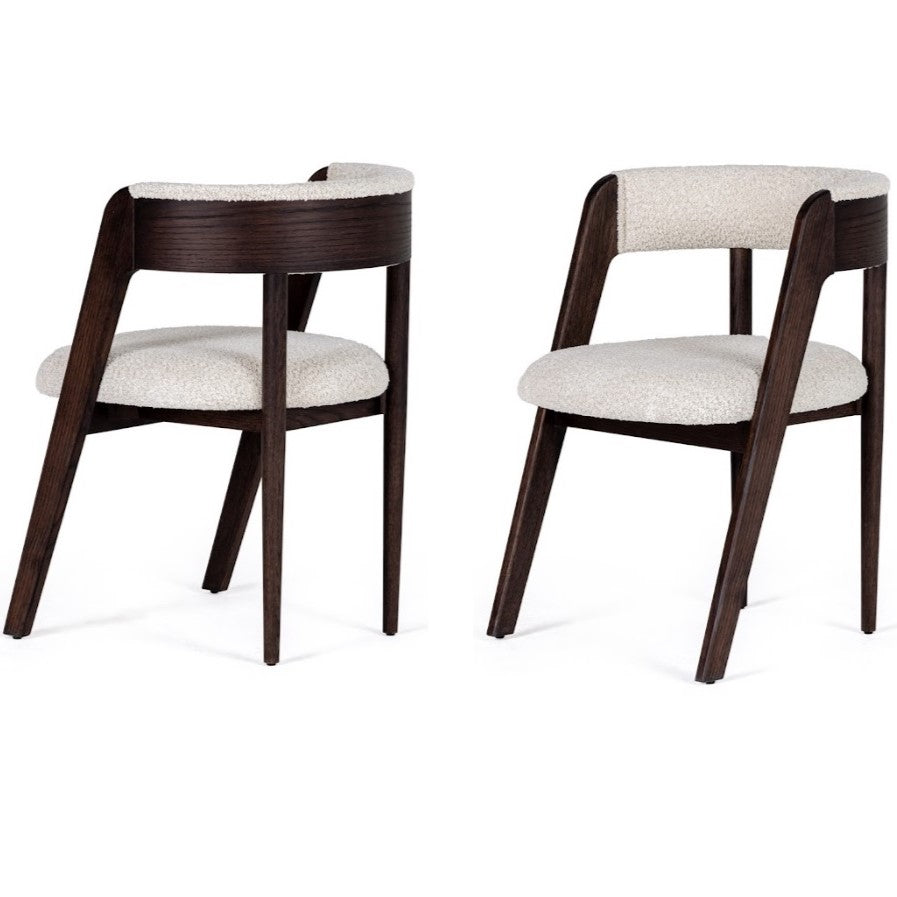 Vegas - Modern Cream Fabric + Walnut Oak Dining Chair (Set of 2)