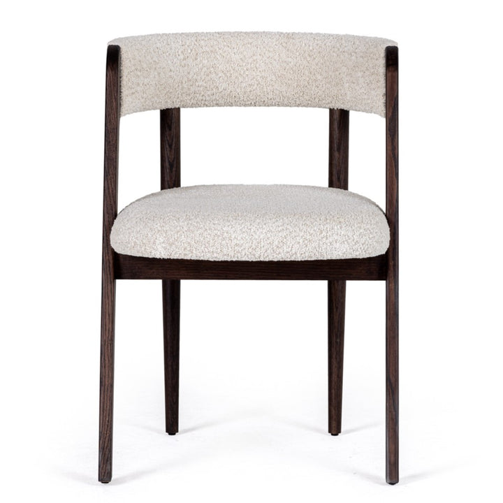 Vegas - Modern Cream Fabric  Walnut Oak Dining Chair 