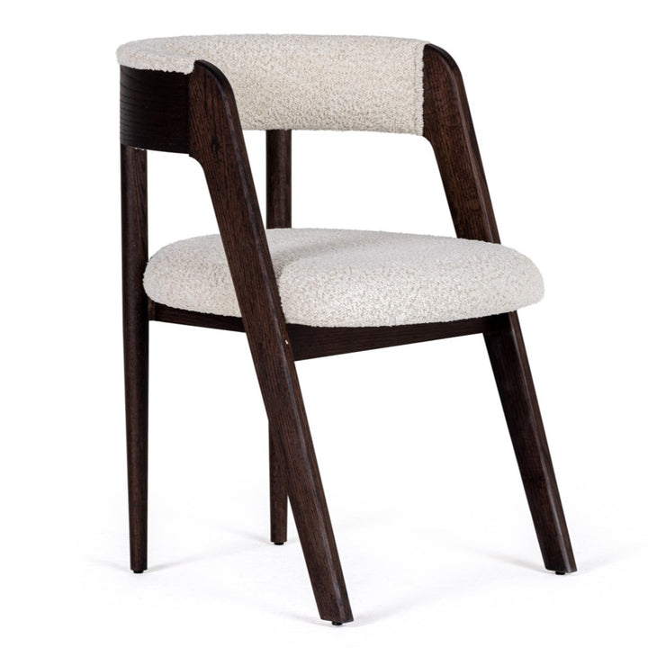Vegas  Modern Cream Fabric + Walnut Oak Dining Chair (Set of 2)
