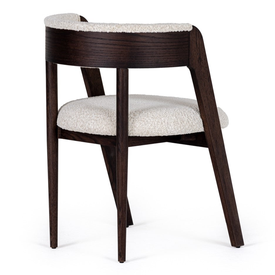 Vegas - Modern Cream Fabric + Walnut Oak Dining Chair (Set of 2) - View 5