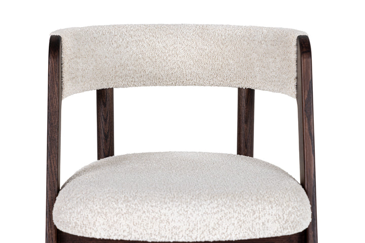 Vegas - Modern Cream Fabric  Walnut Oak Dining Chair 