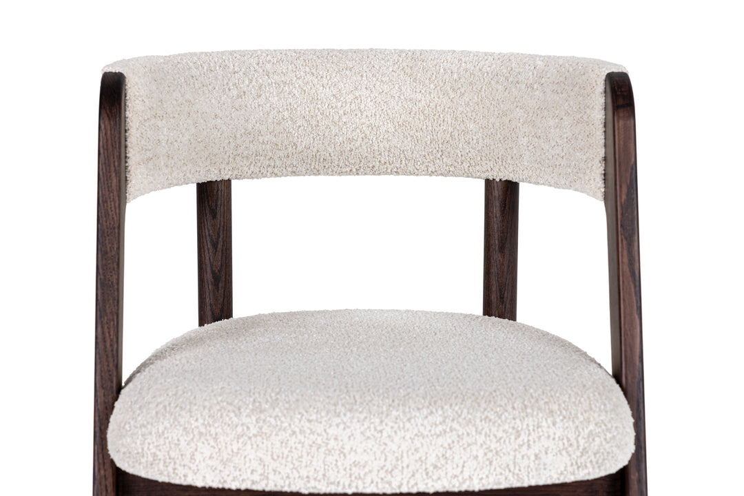 Vegas  Modern Cream Fabric + Walnut Oak Dining Chair (Set of 2)