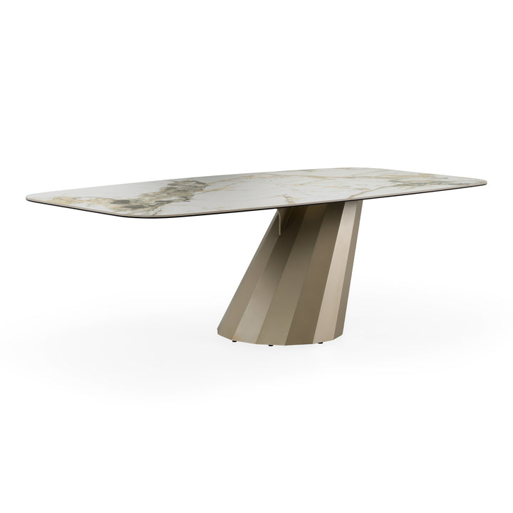 Vela - Modern Ceramic + Brass Dining Table