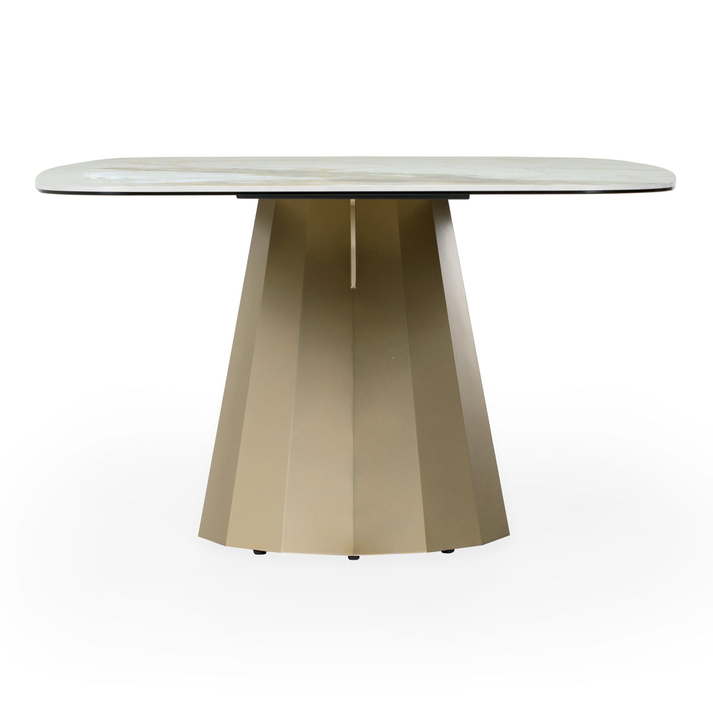 Vela - Modern Ceramic + Brass Dining Table - View 3