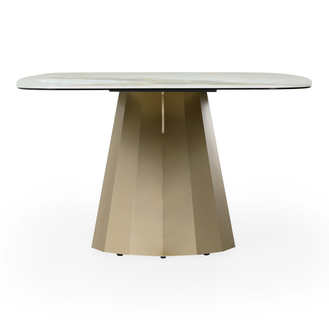 Vela - Modern Ceramic + Brass Dining Table