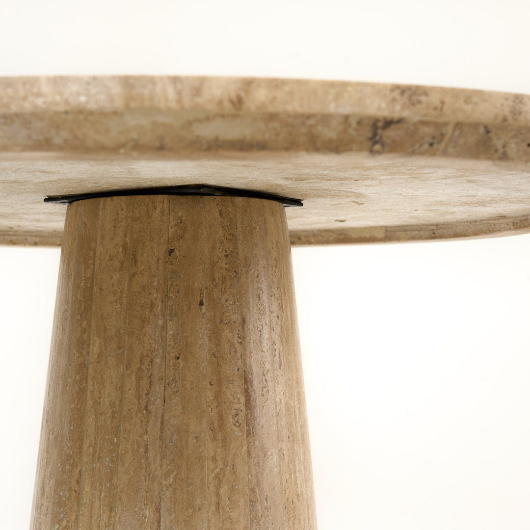 Velma - Modern Travertine Marble Round Dinette Table